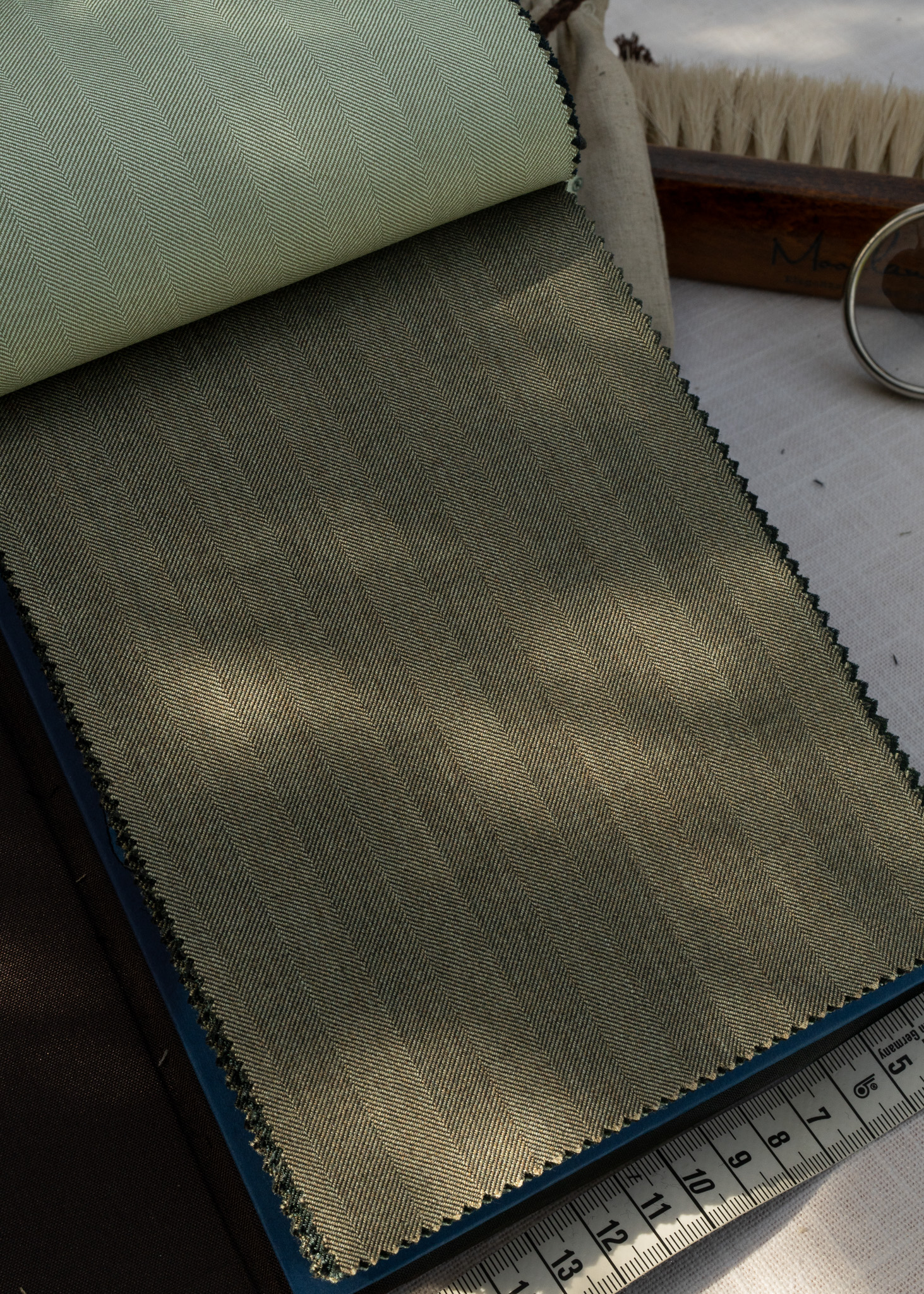 Olive Khaki Herringbone 86108
