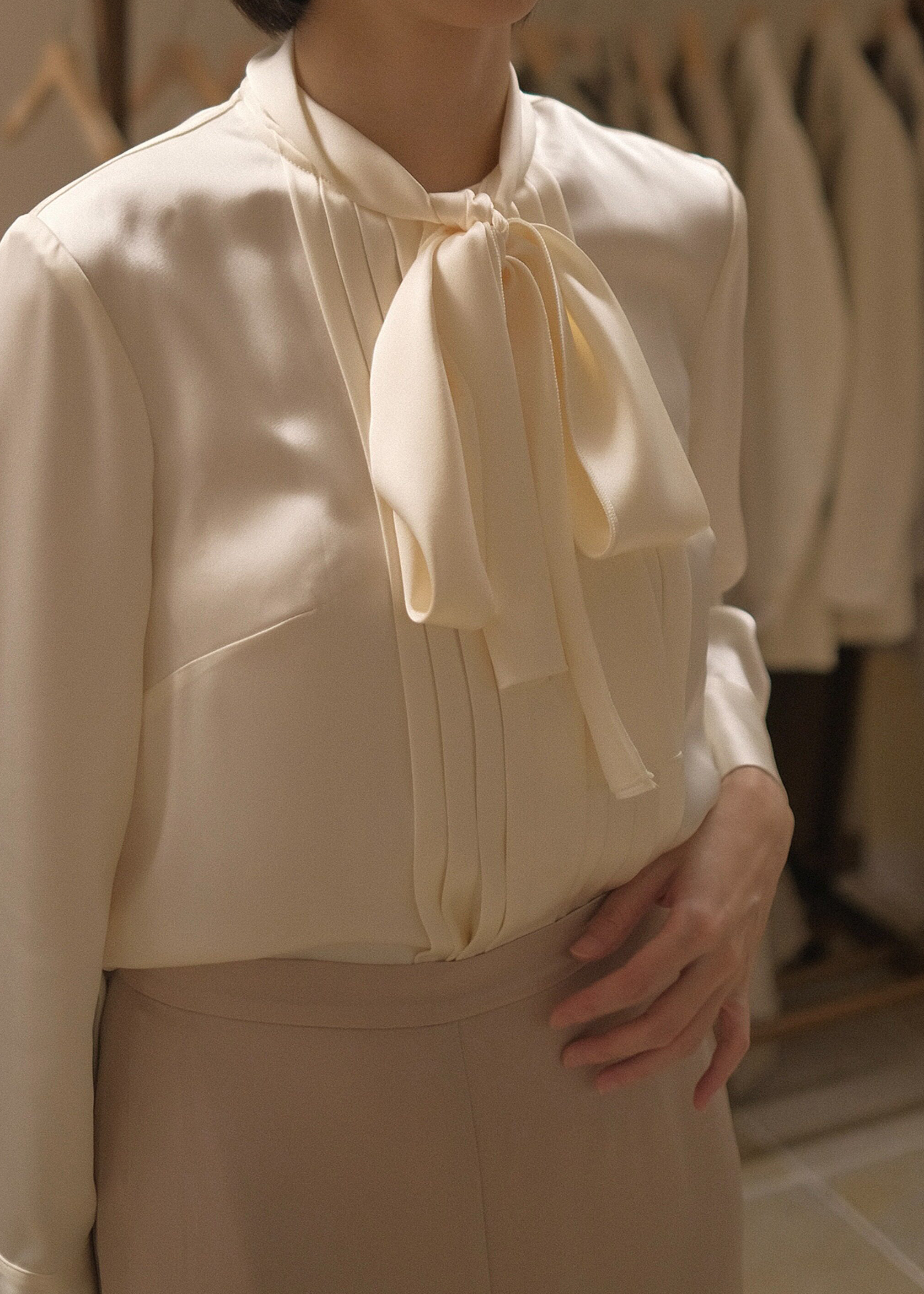 Angelica Silk Blouse — Front Detail