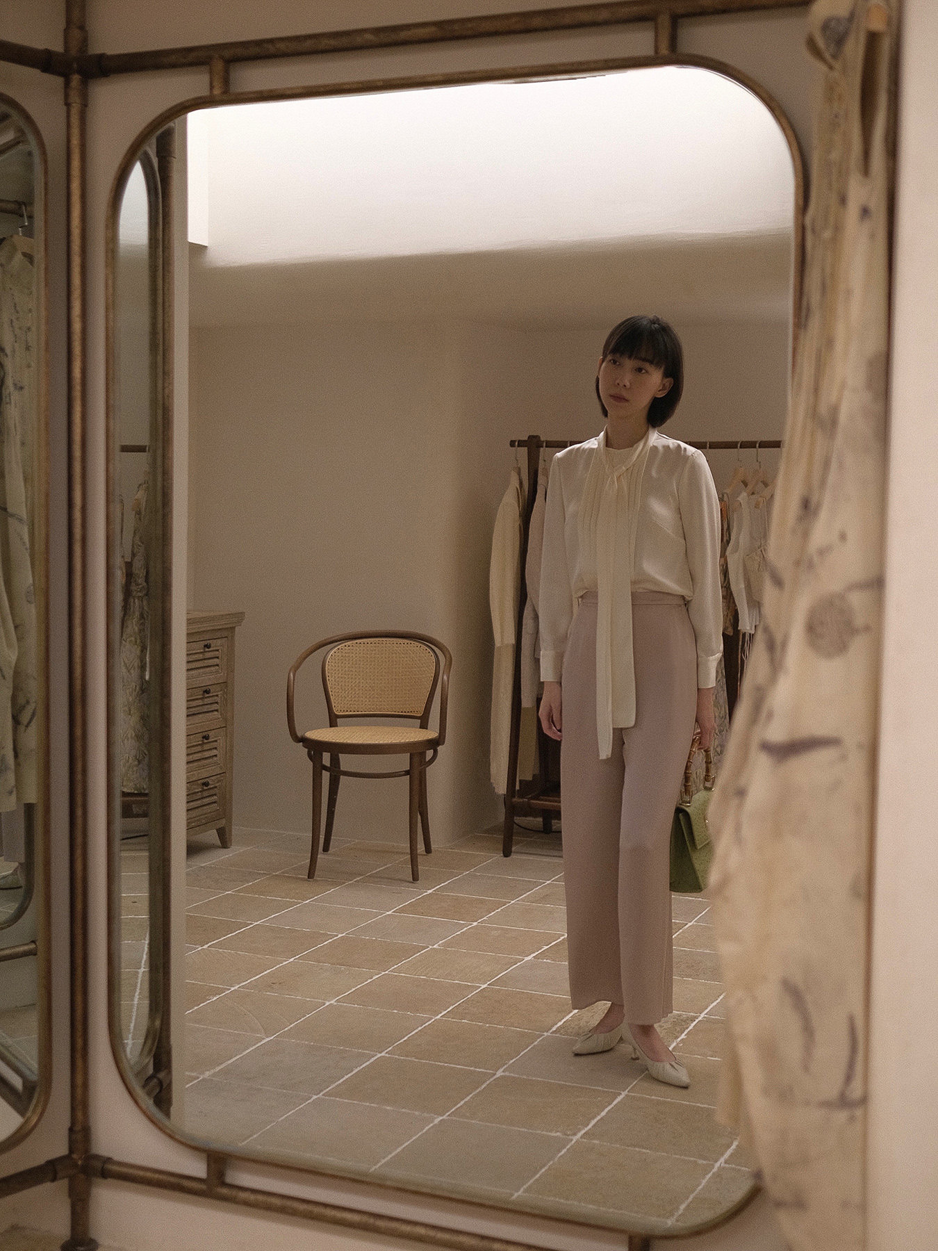 Angelica Silk Blouse — Profile Front, Full