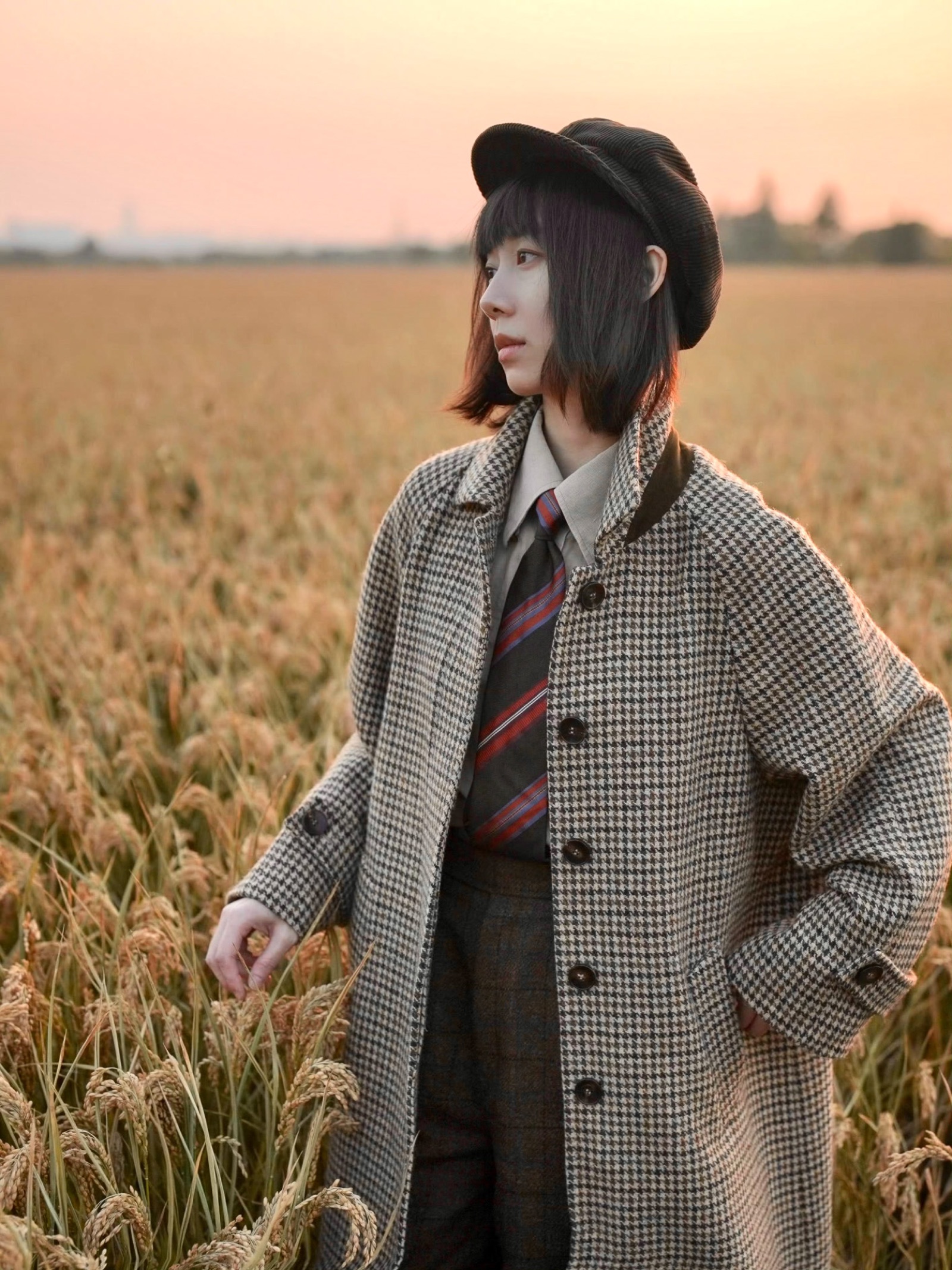 Balmacaan Coat — Houndstooth