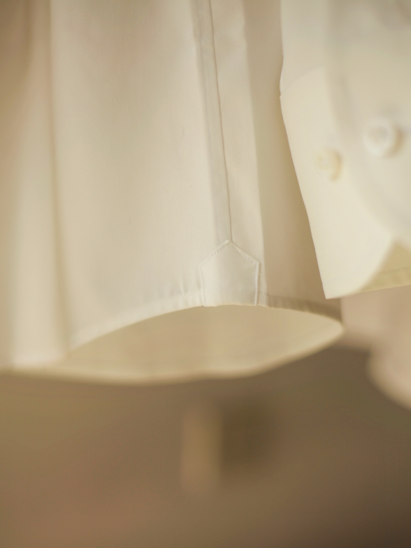 Cotton Shirt — Cream, Detail Hemming