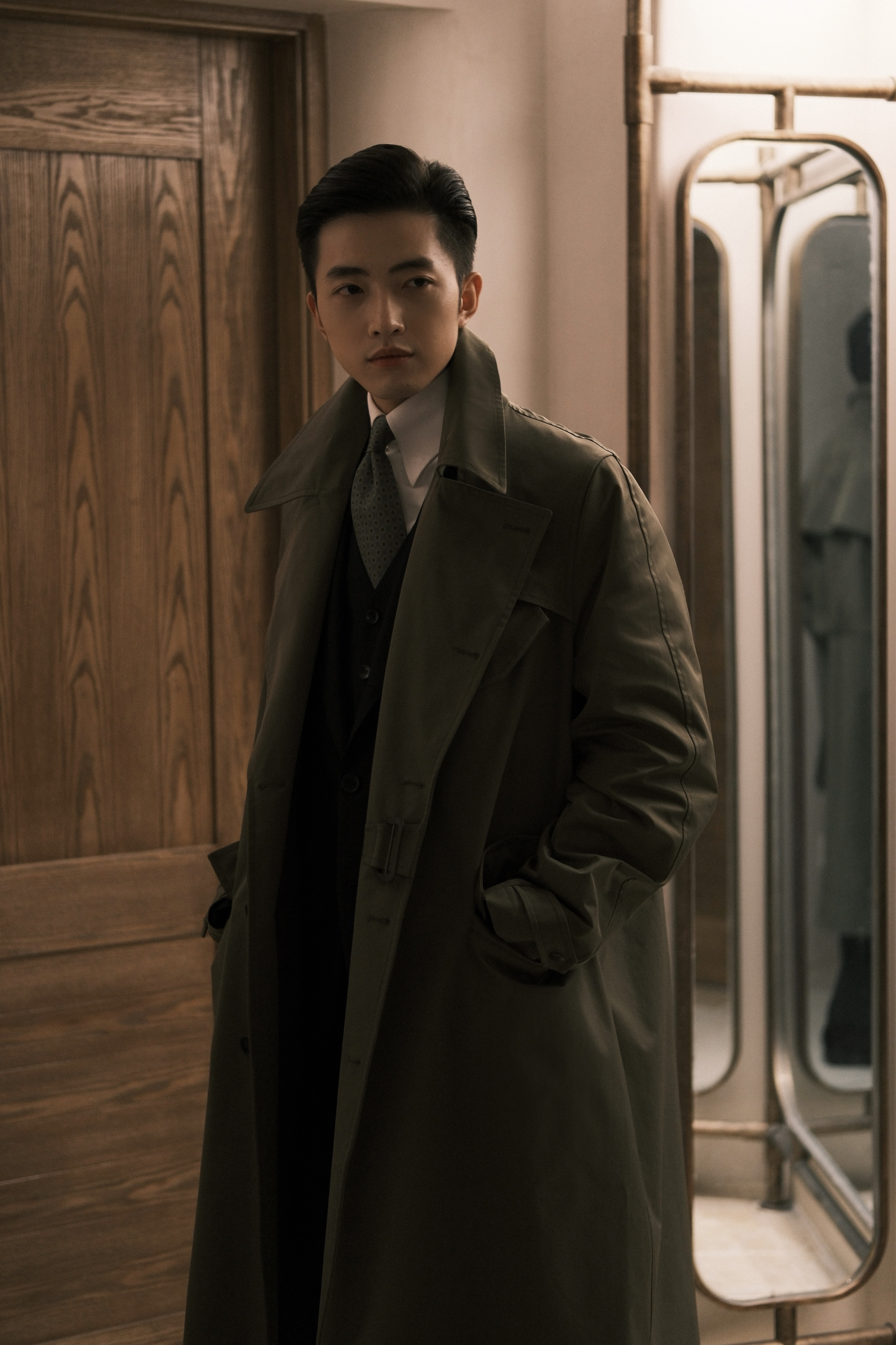 Large Lapel Trench Coat — Front