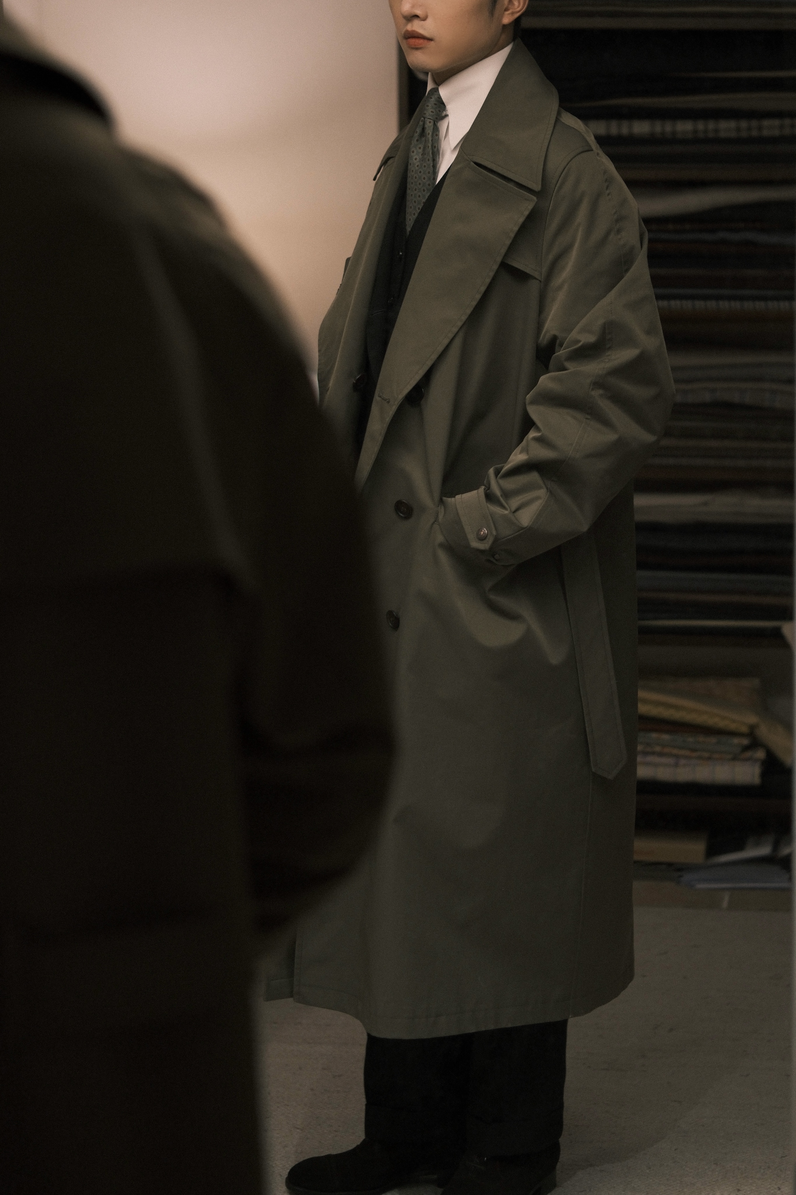 Large Lapel Trench Coat — Side