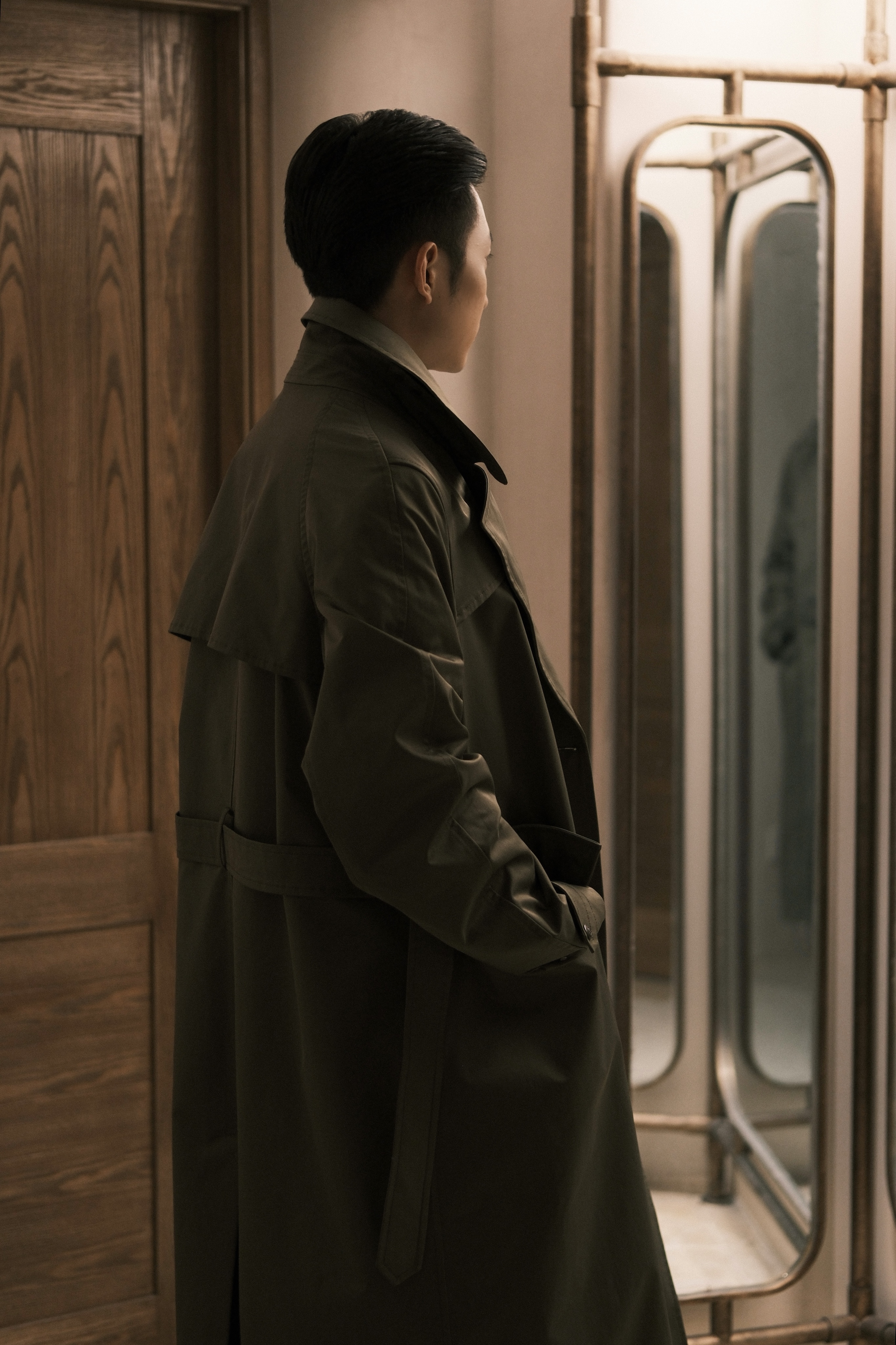 Large Lapel Trench Coat — Back