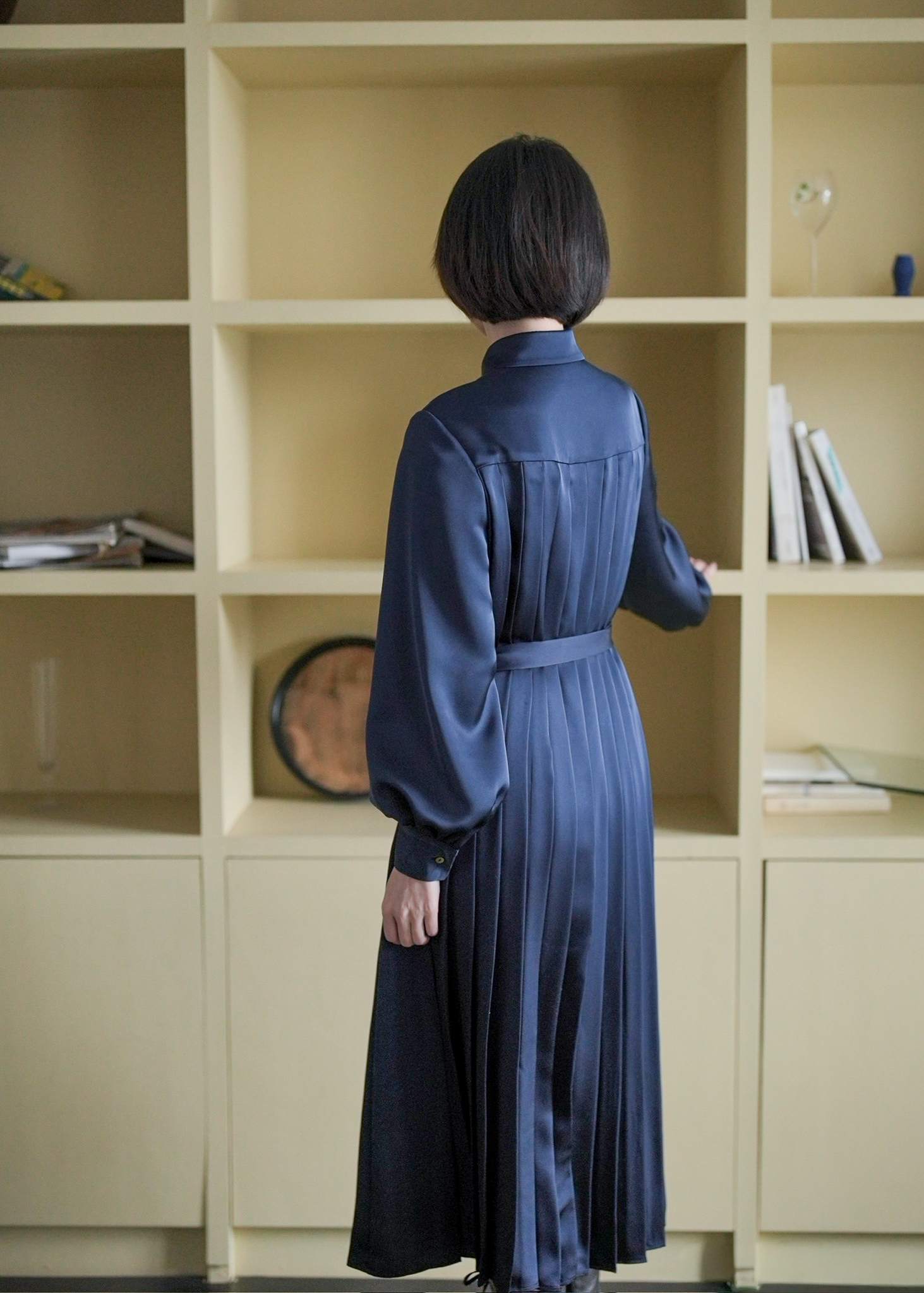 Midnight Pleated Dress — Back