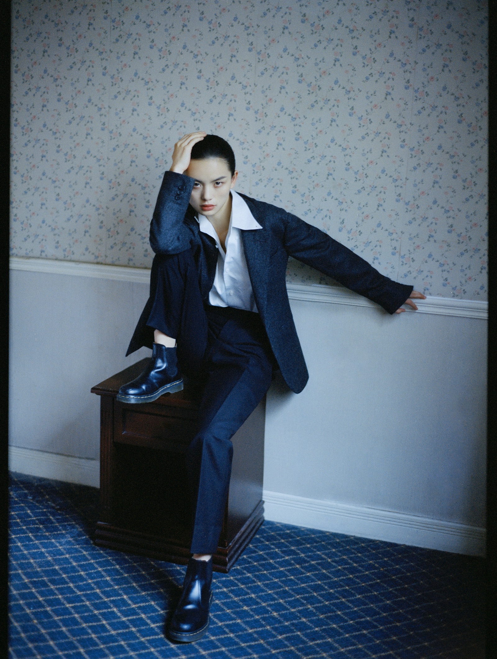 The Moonlight Shirt — Front, With Navy Suit