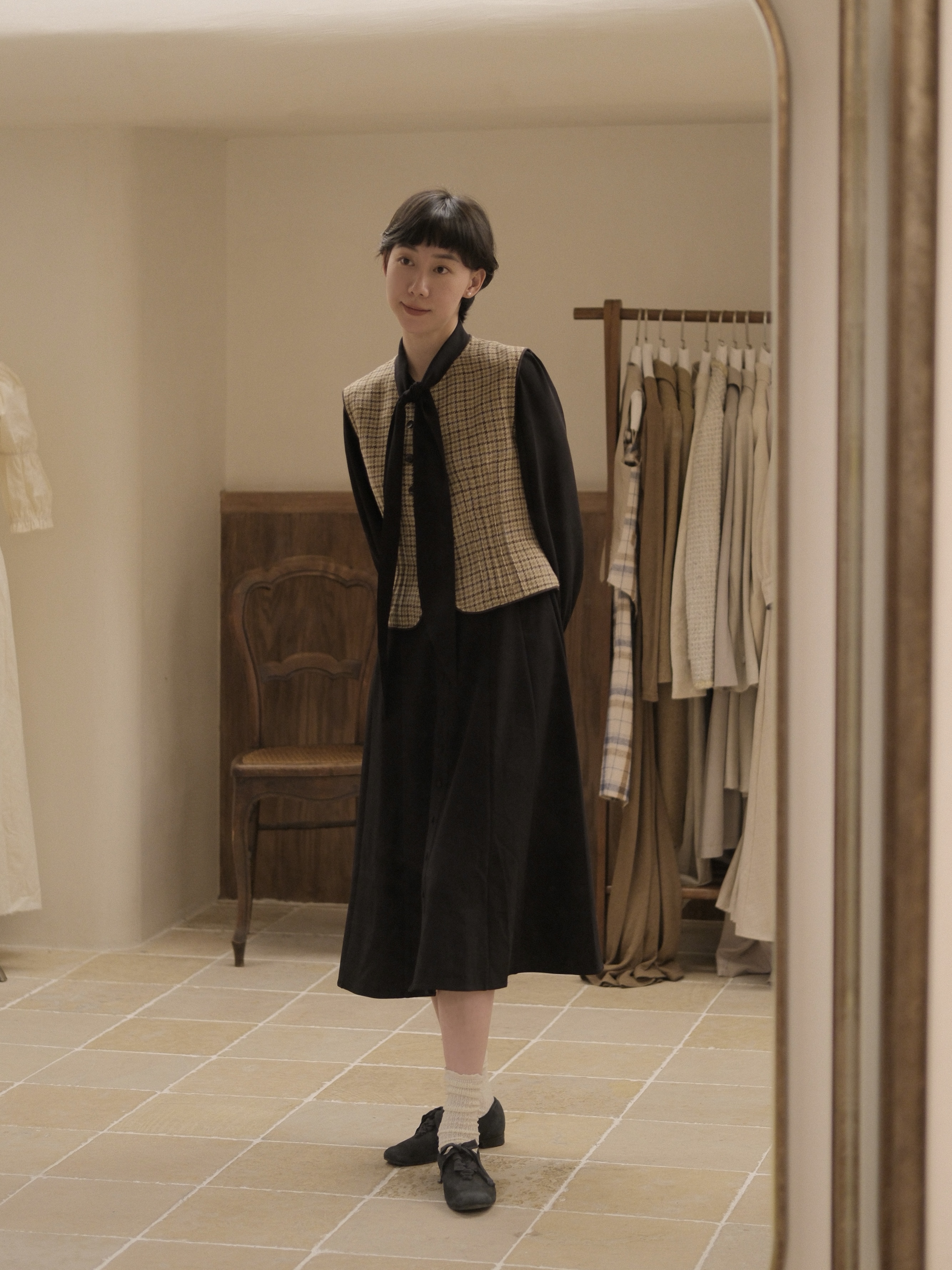 Nocturne Silk Dress — Front Gilet