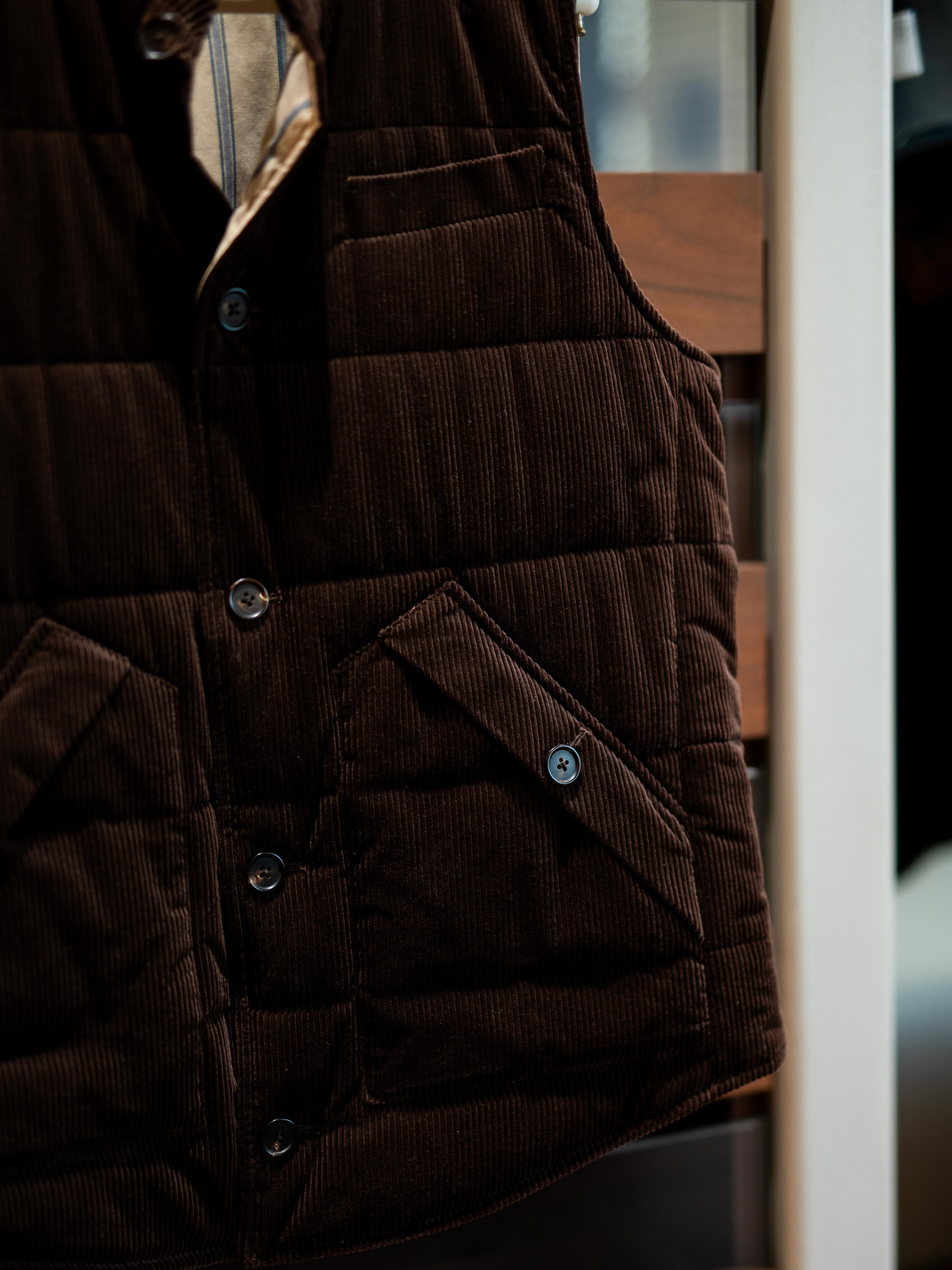Puffed Corduroy Gilet — Pocket Detail