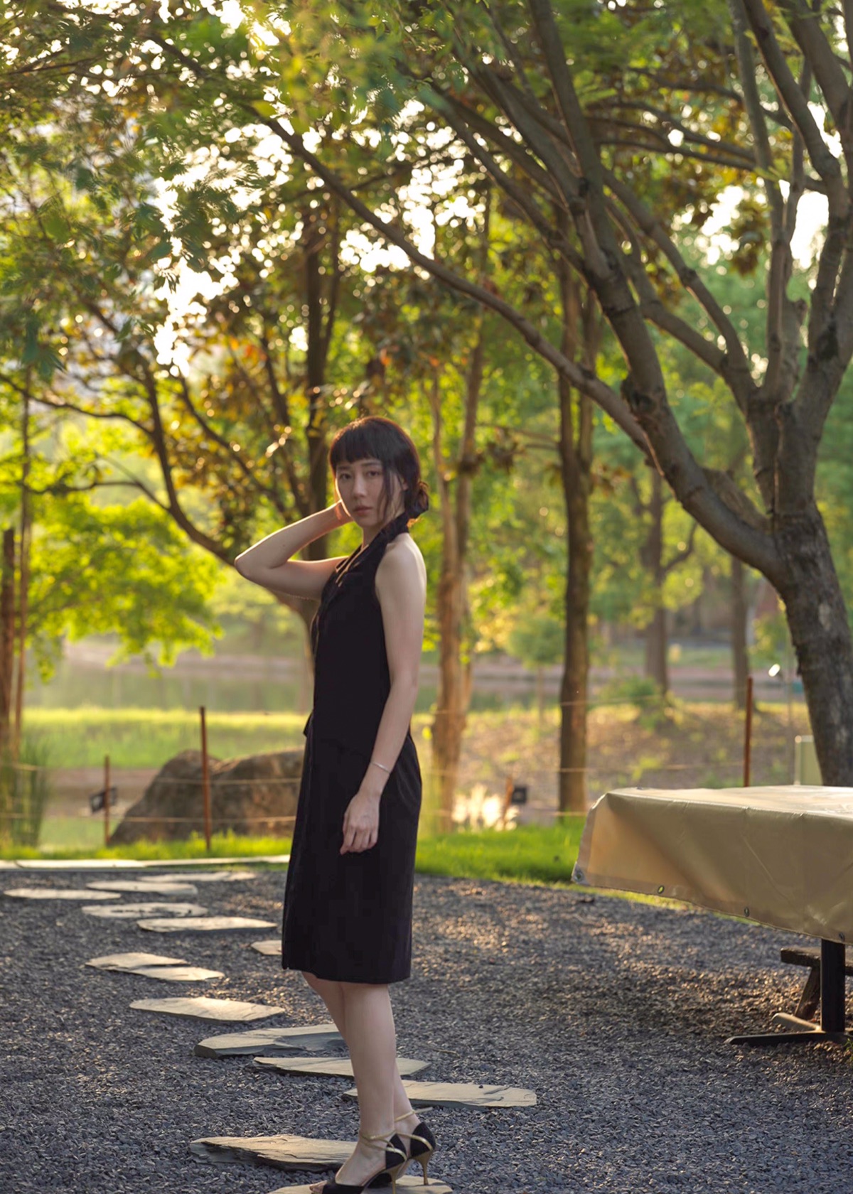 Smoking Velvet Halter Dress — Front