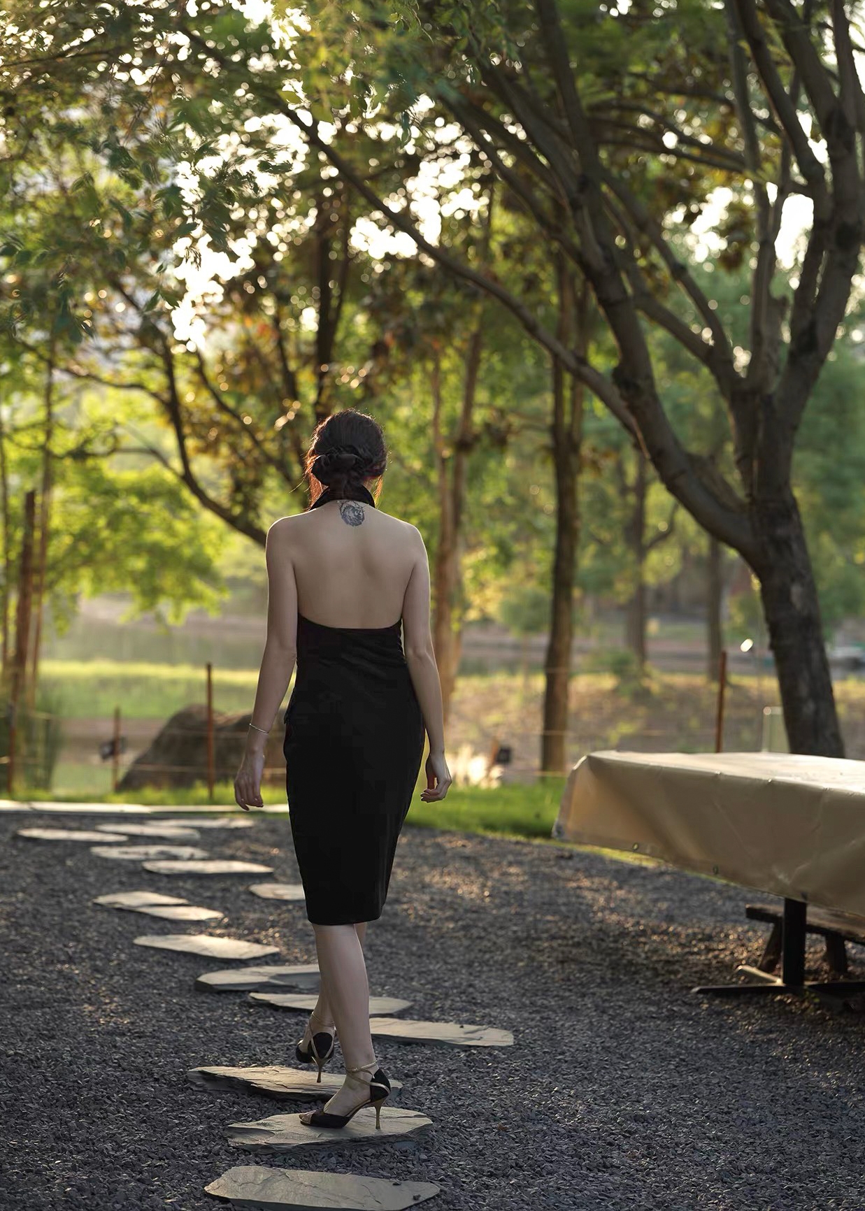 Smoking Velvet Halter Dress — Open Back