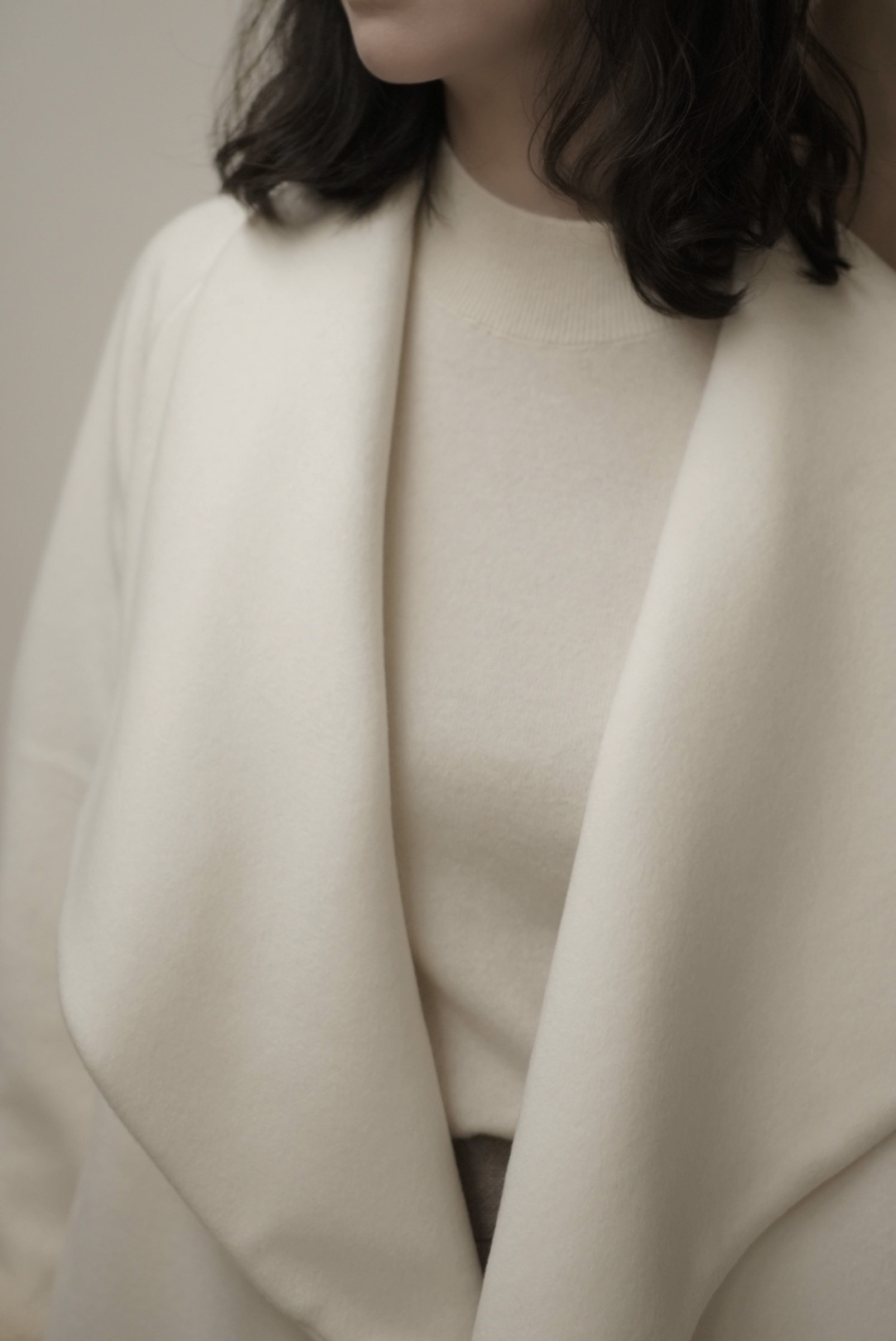 Snow White Cashmere Coat — Collar Detail