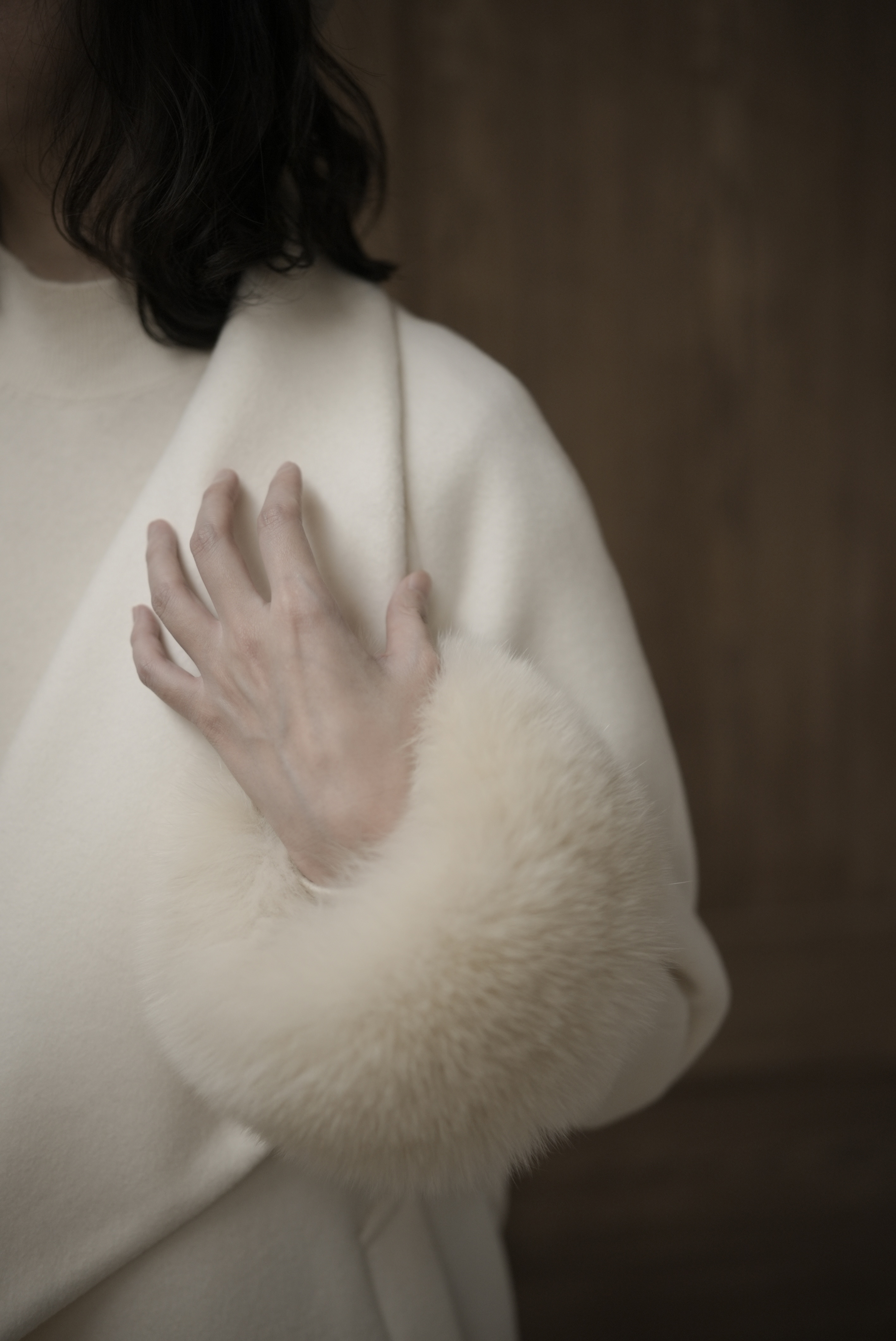 Snow White Cashmere Coat — Cuff Detail