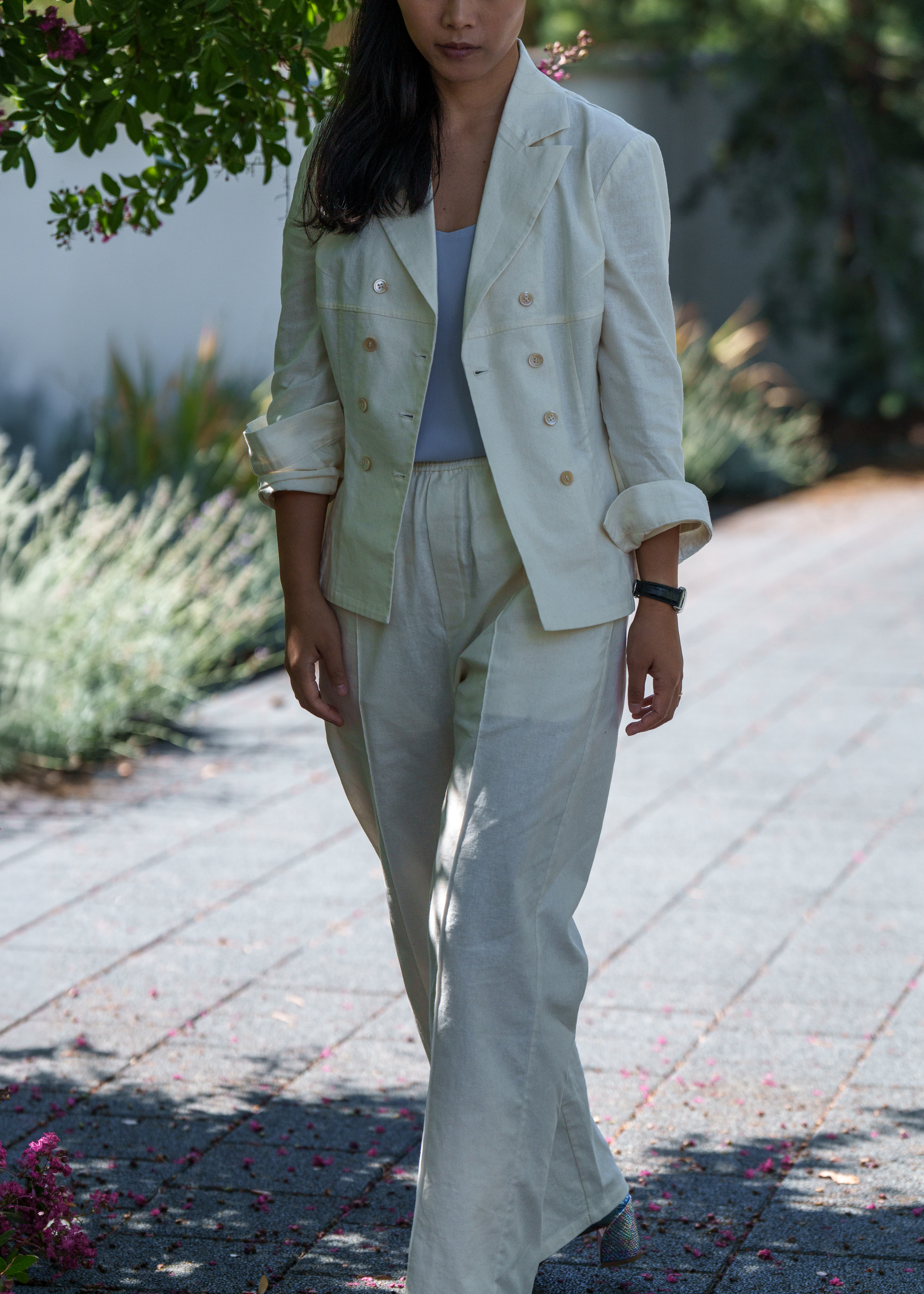 Straight-cut Trousers — Off White, Front