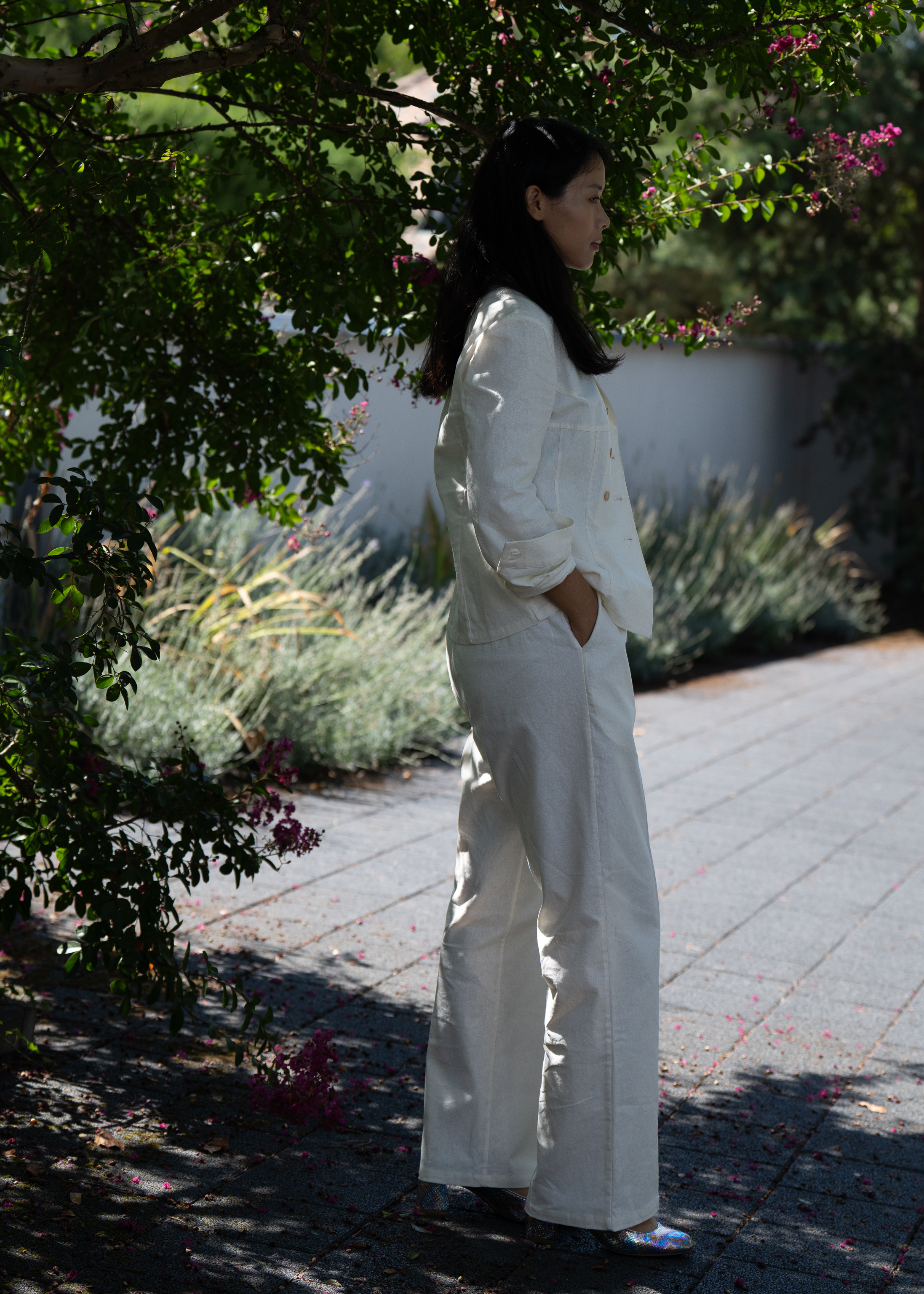 Straight-cut Trousers — Off White, Side