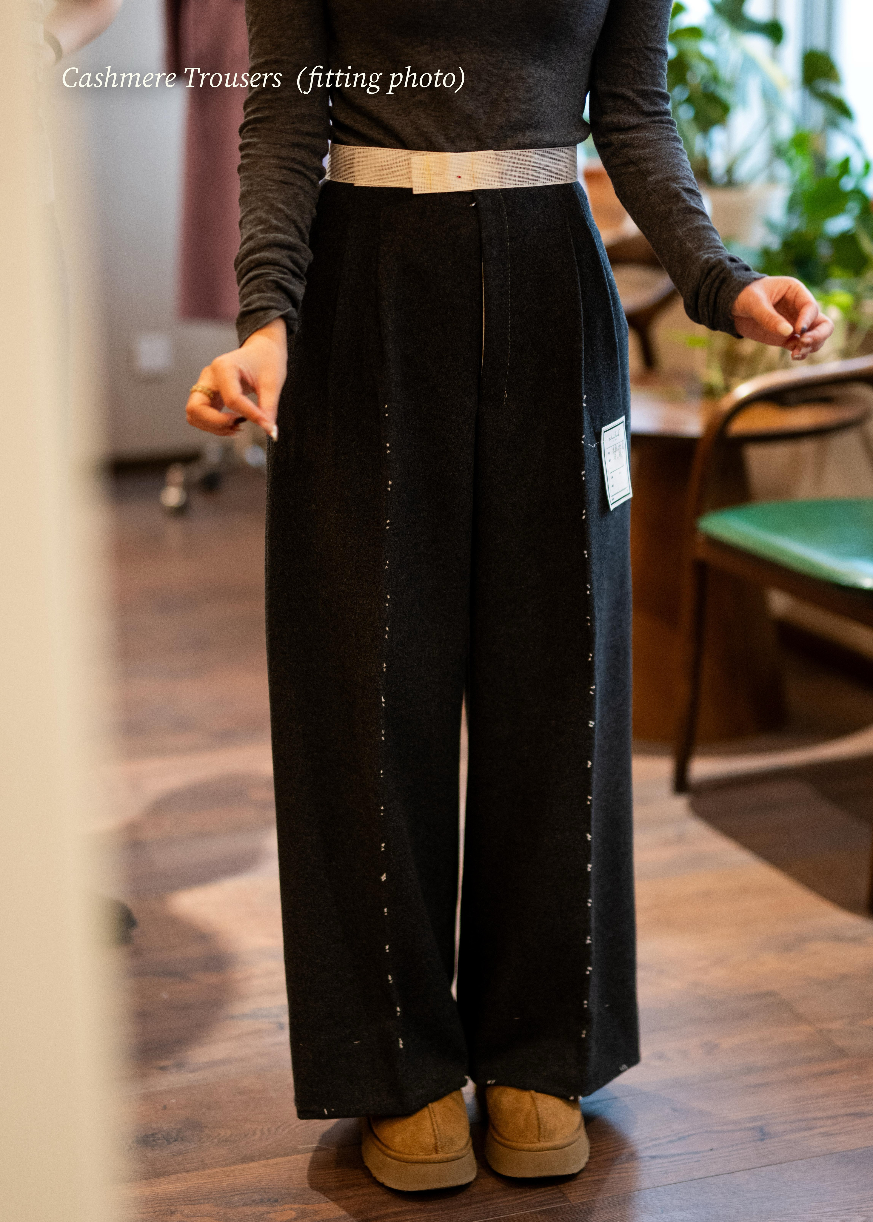Straight-cut Trousers — Charcoal Cashmere, Front