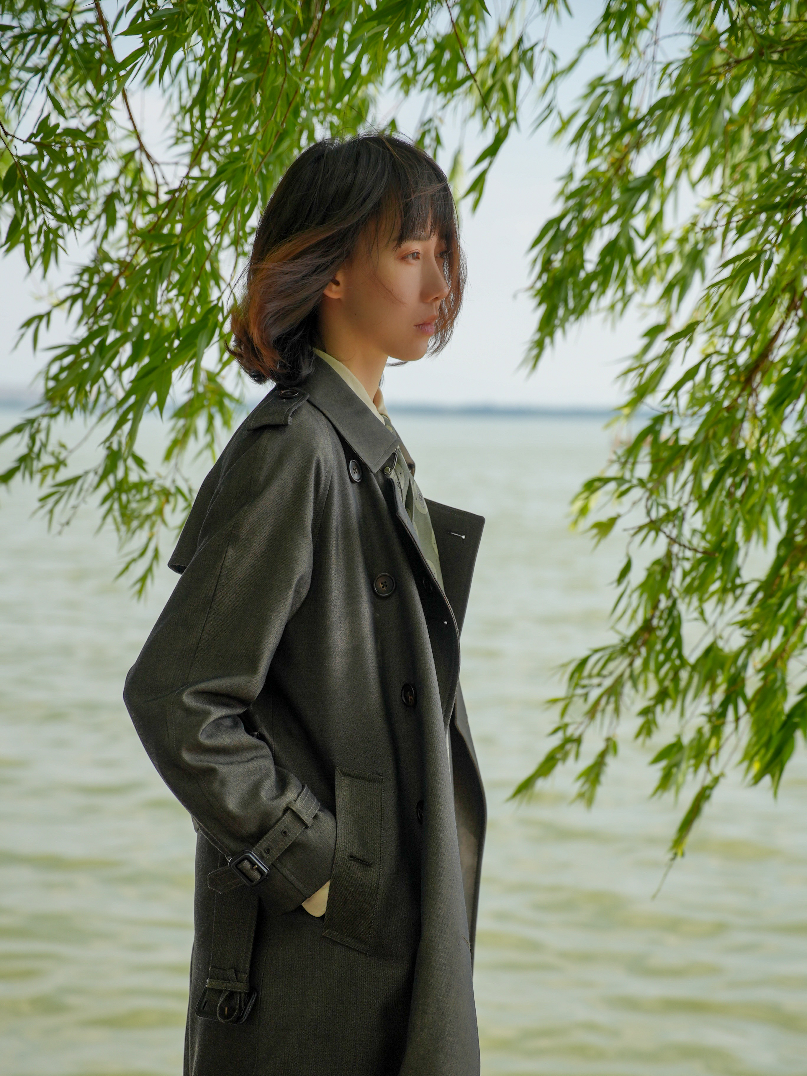 Strapped Trench Coat — Side Front