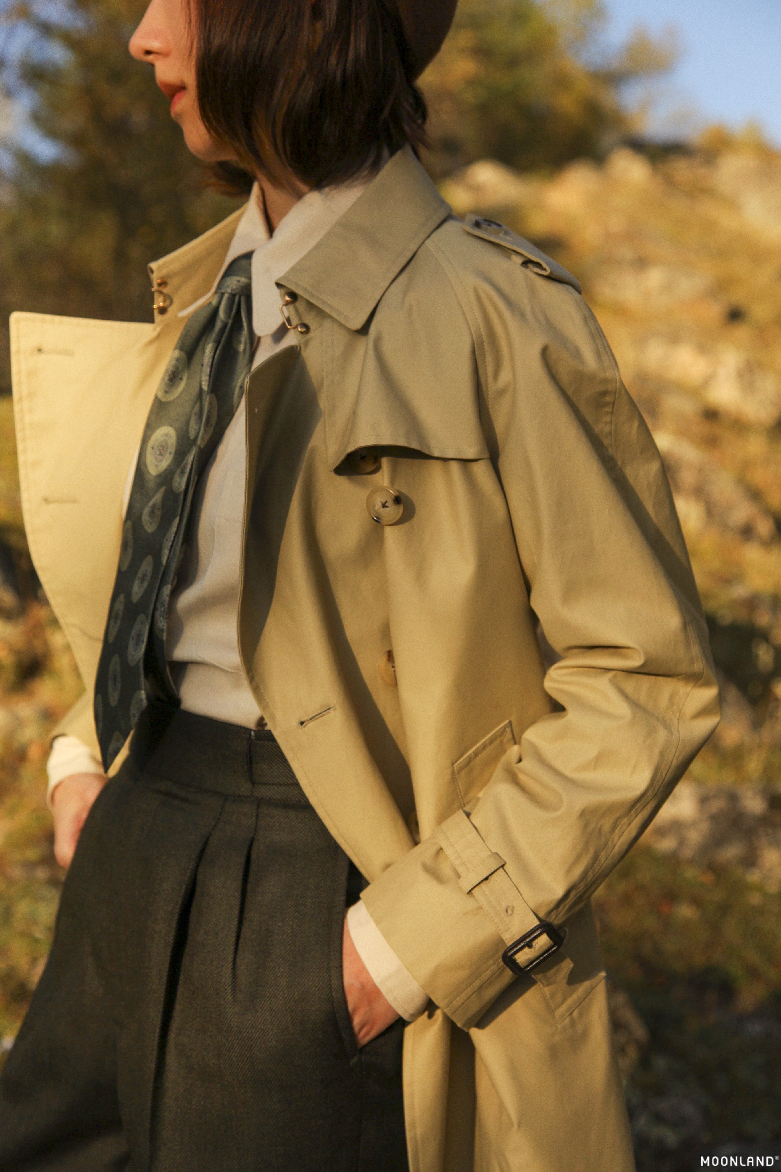 Strapped Trench Coat — Side Front