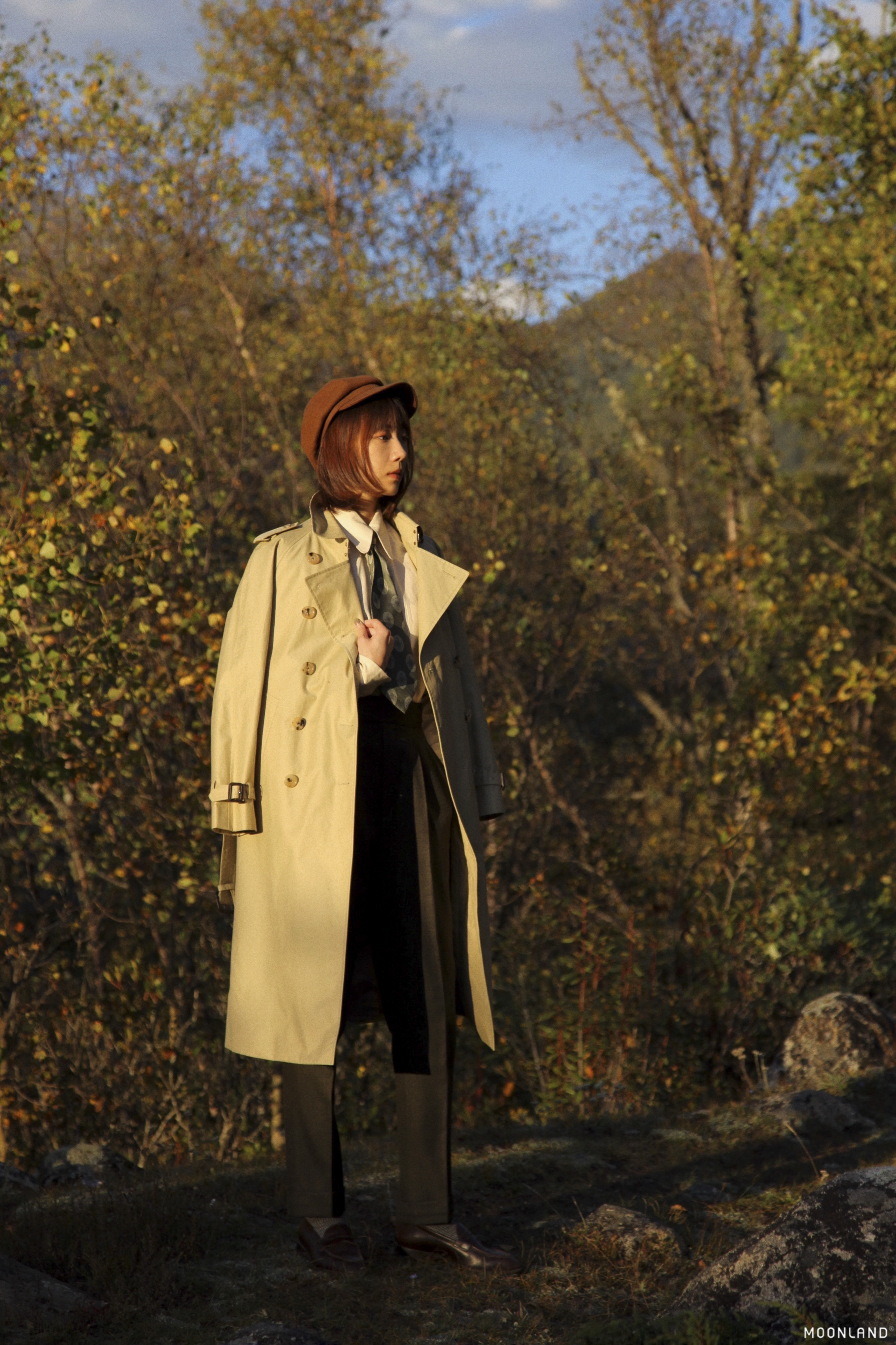 Strapped Trench Coat — Kahki, Side Front 2