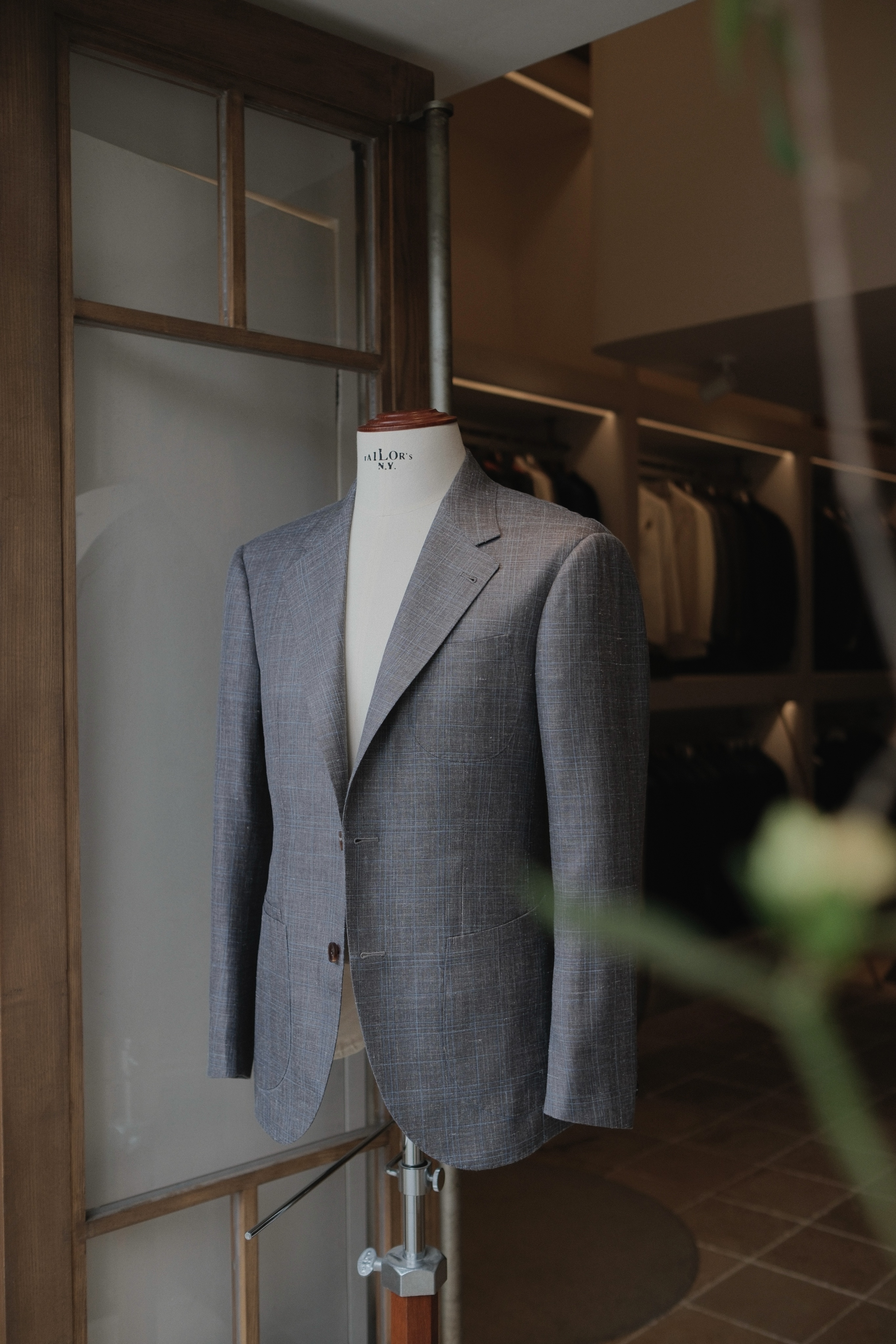 Suit Looks — Grey Check, On The Stand