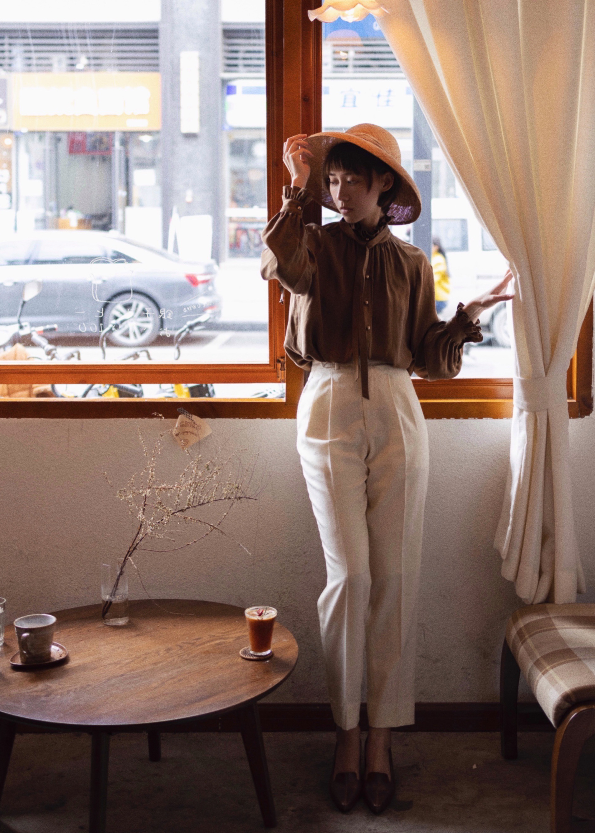Toffee Silk Blouse — Front Close