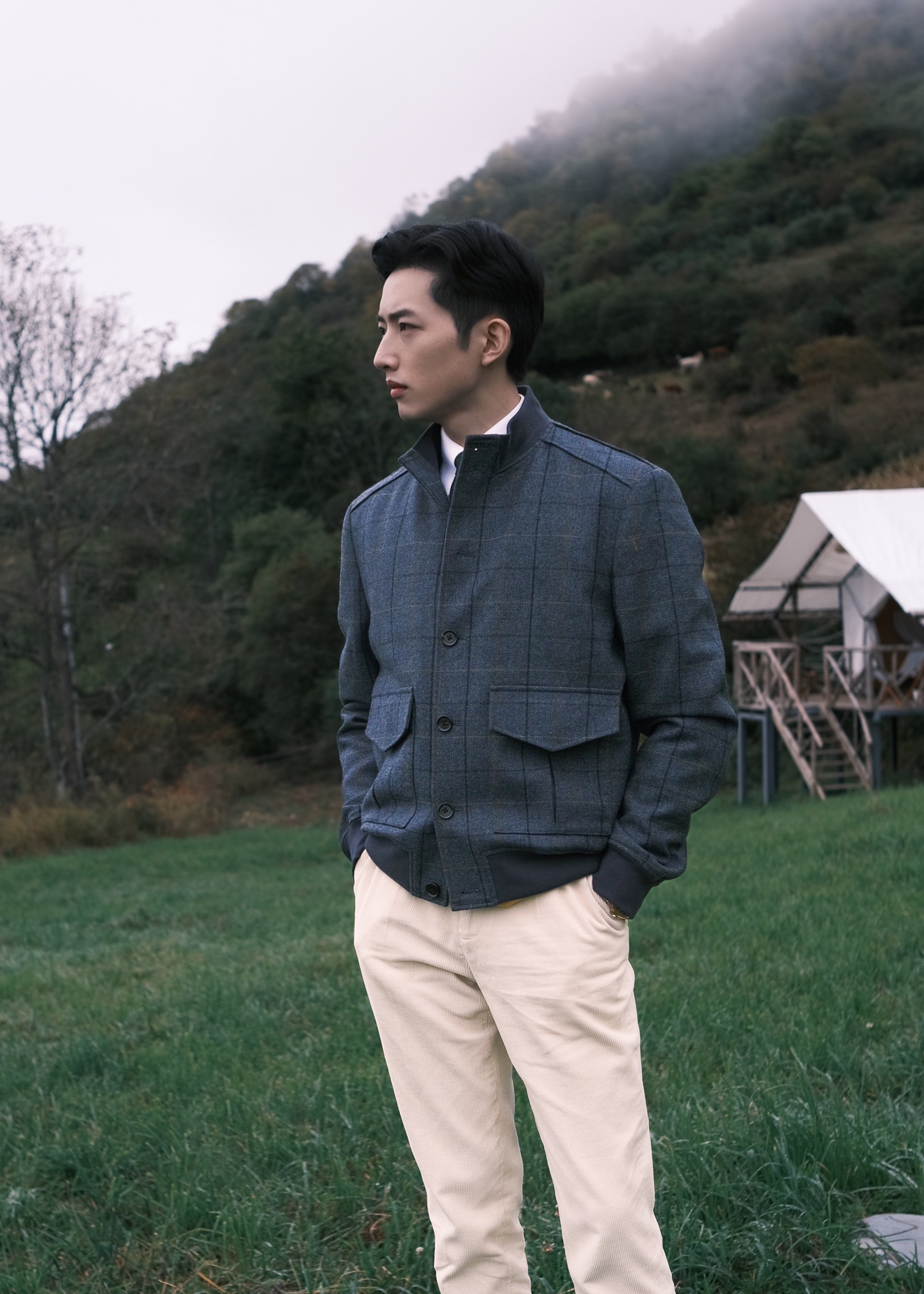 Tweed A1 Bomber Jacket — Side Front