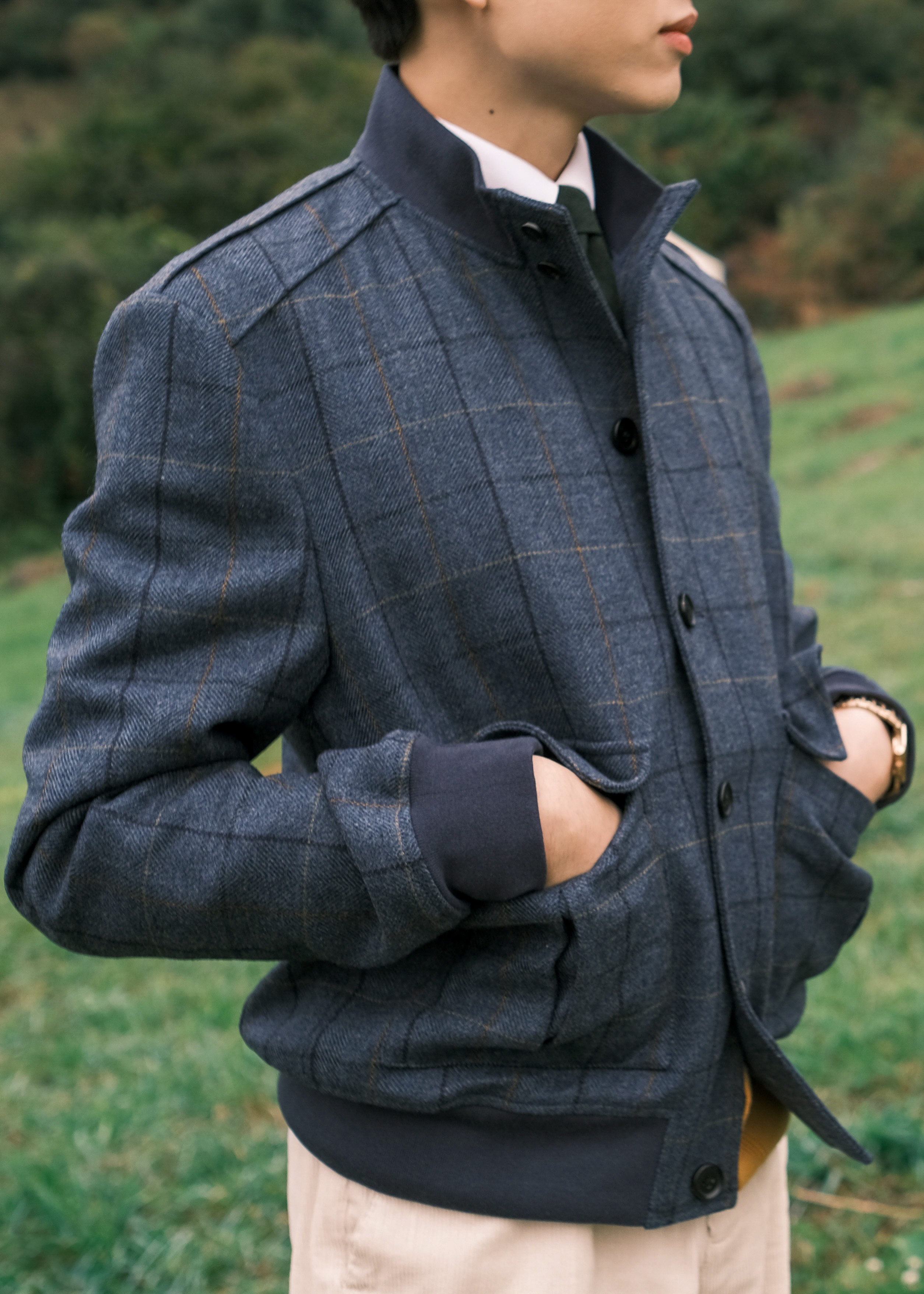 Tweed A1 Bomber Jacket — Pocket Detail